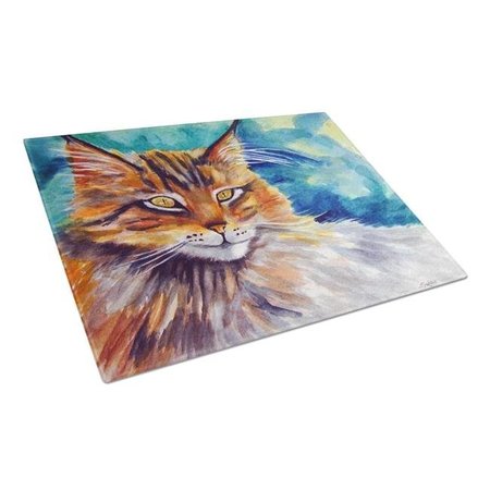 CAROLINES TREASURES Carolines Treasures 7421LCB Maine Coon Cat Watching You Glass Cutting Board - Large 7421LCB